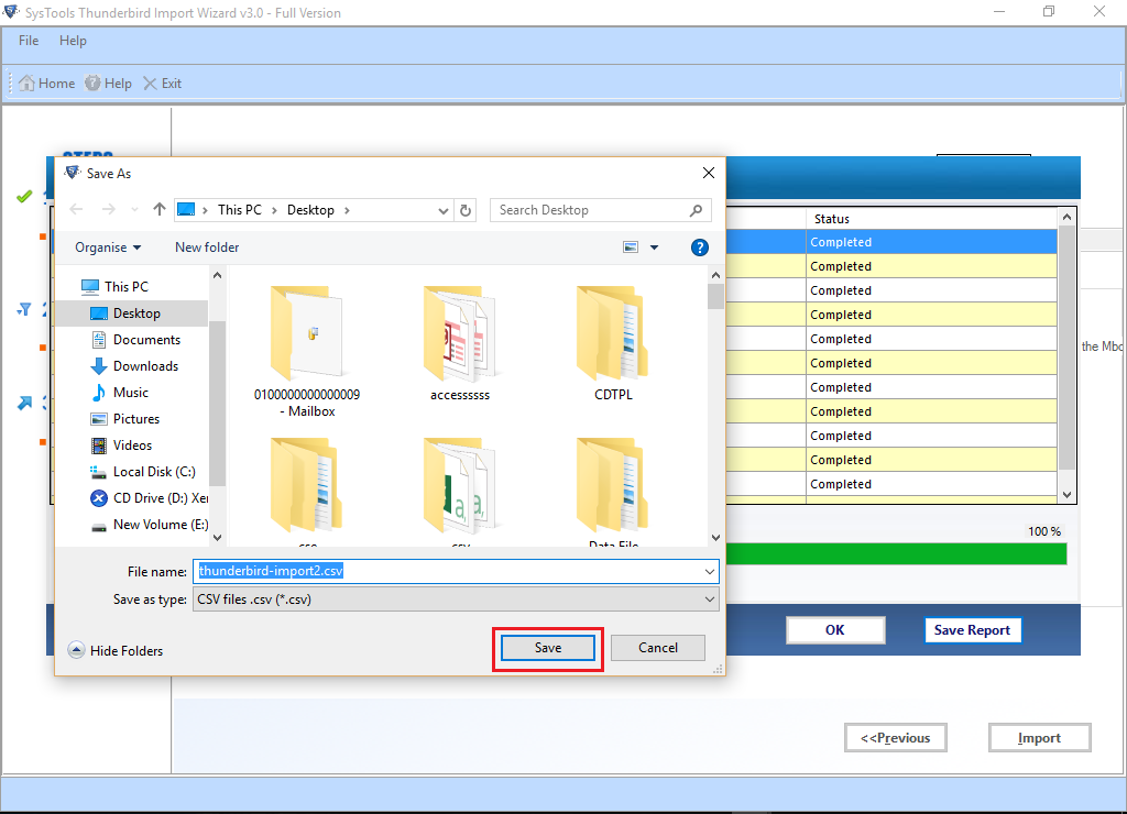 Save in CSV format