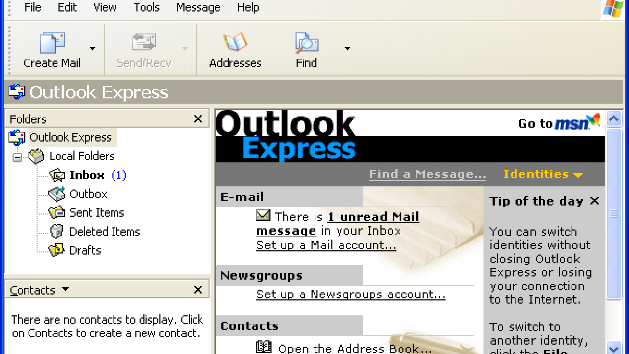 outlook express 6 is not reading windows address book