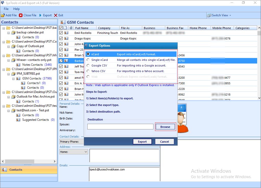 how to export address book from outlook 2013