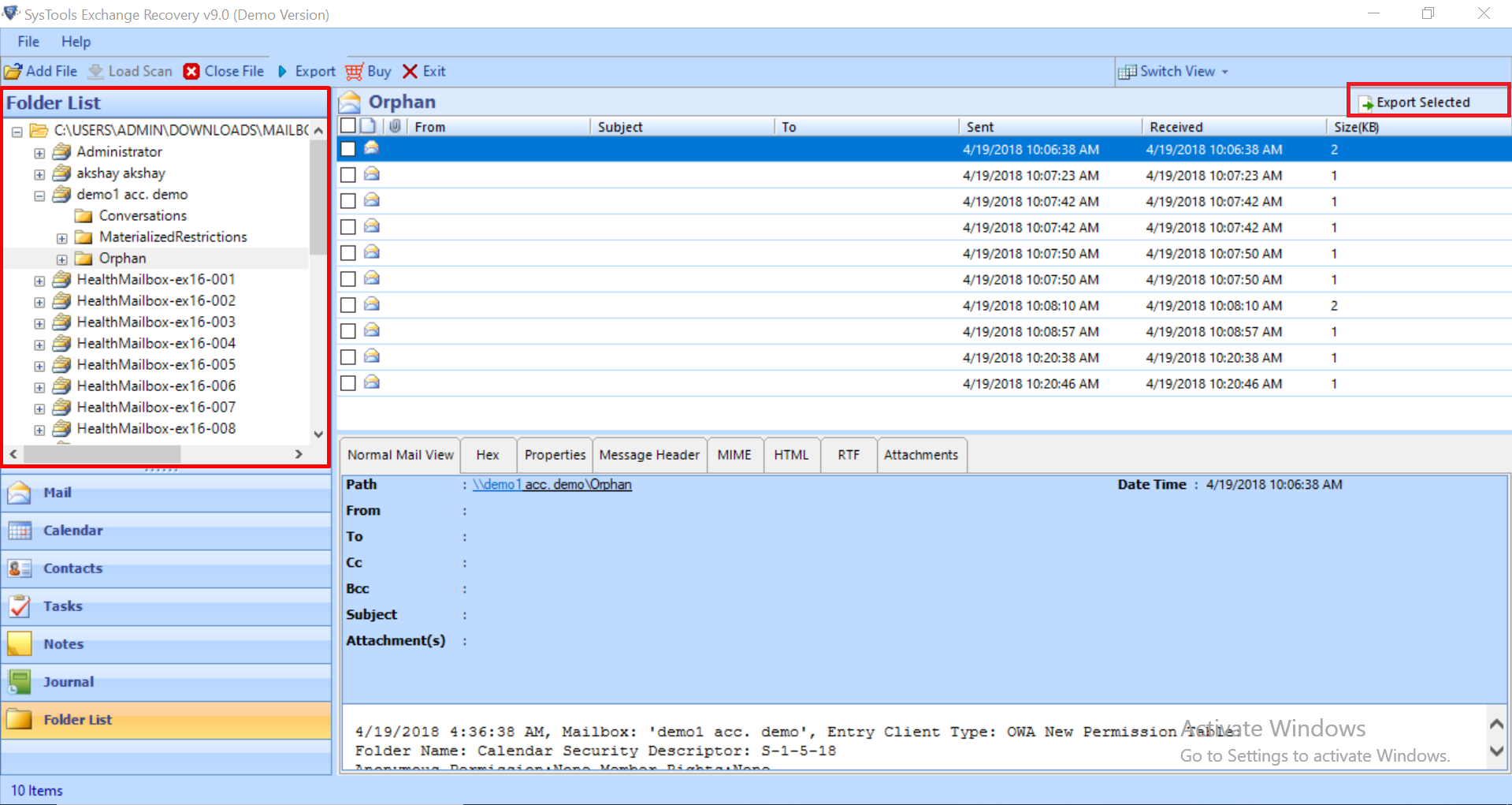 preview edb file data 