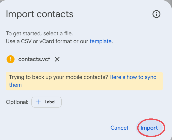 import VCF contacts to CSV file